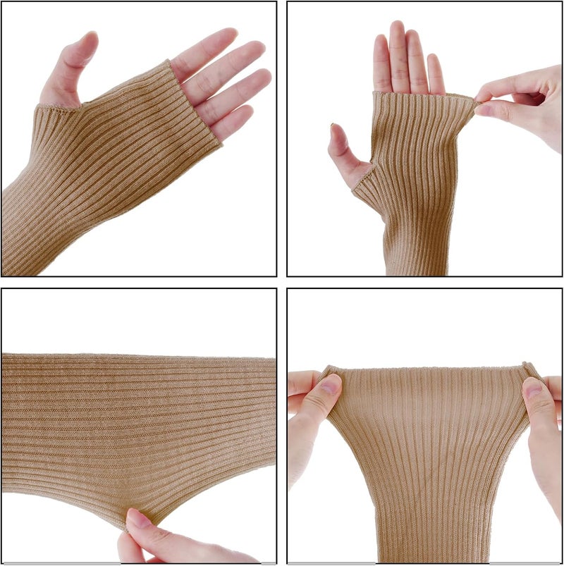 Tongcloud Arm Warmers Winter Fingerless Long Gloves for Women for Women with Thumb Hole - Image 3
